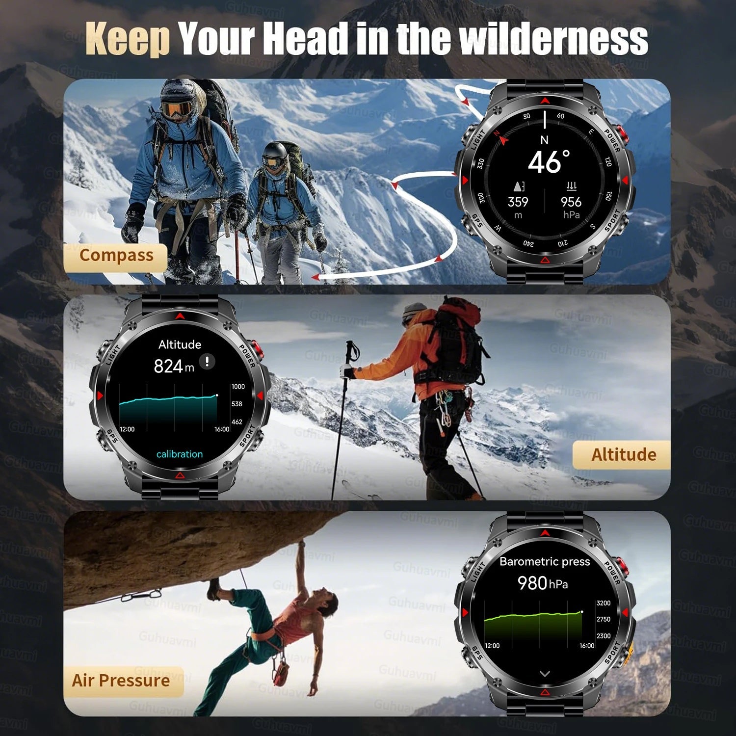 Forerunner 570 GPS Smart Watch 3ATM Waterproof  AMOLED Screen MULTI-BAND GNSS Compass Altimeter Flashlight Sports Smartwatch Men ZEIL